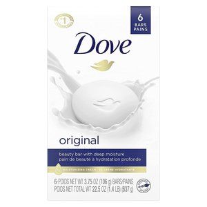 Dove Original Beauty Bar Soap with Deep Moisture 3.75 oz 12 Bars, (2 Packs)